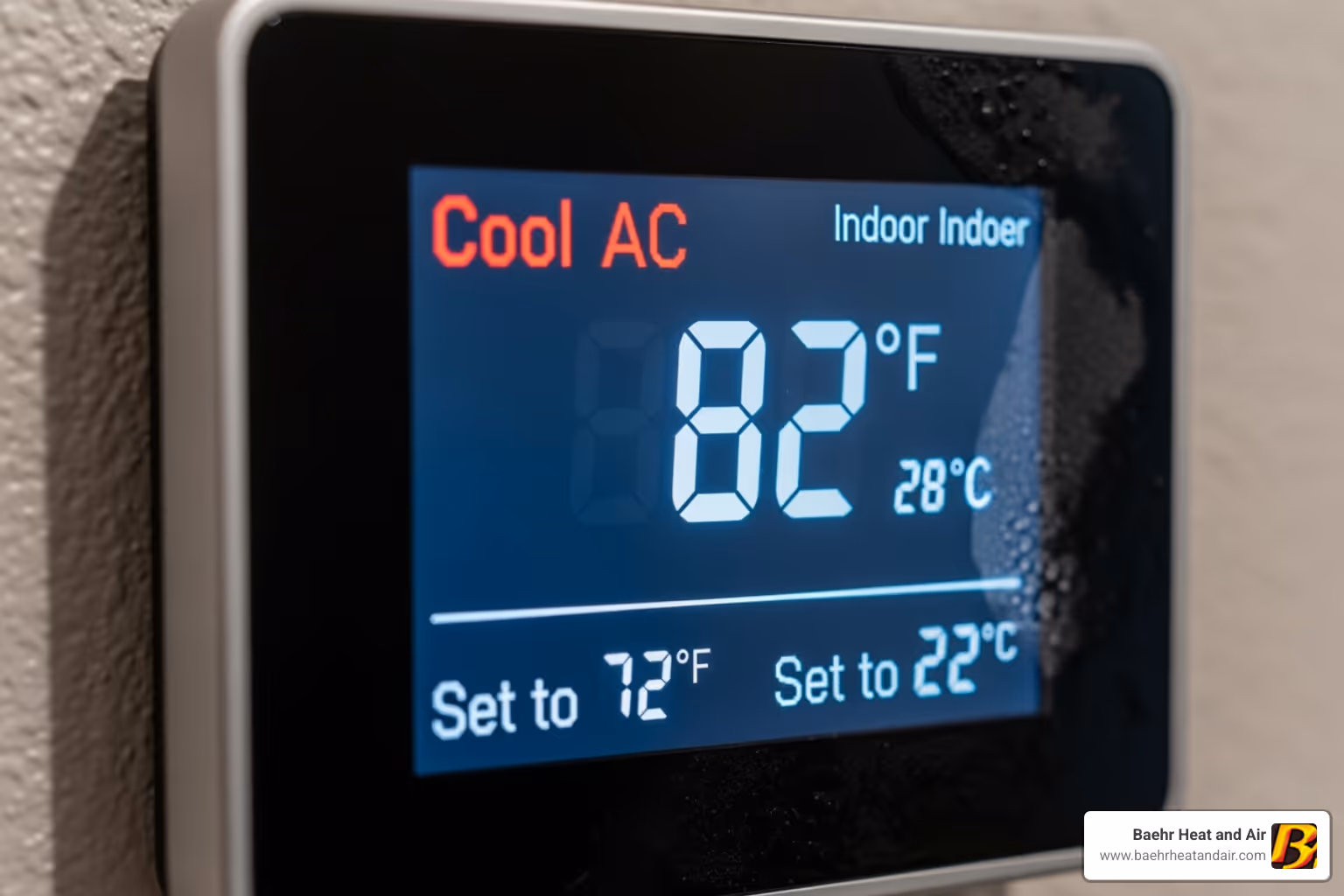 a thermostat displaying a high temperature while the AC is running - ac repair grass valley