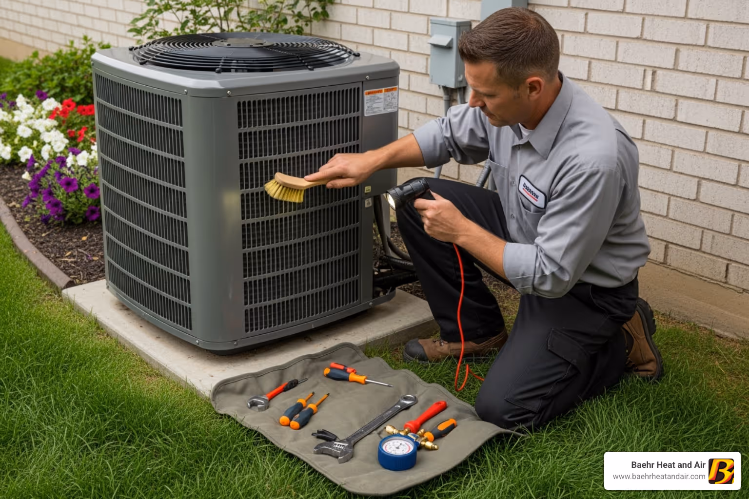 technician performing a seasonal tune-up - ac installation auburn ca