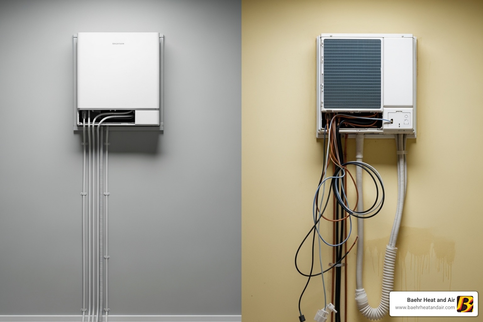 clean professional install vs messy DIY - Mini split installation Auburn