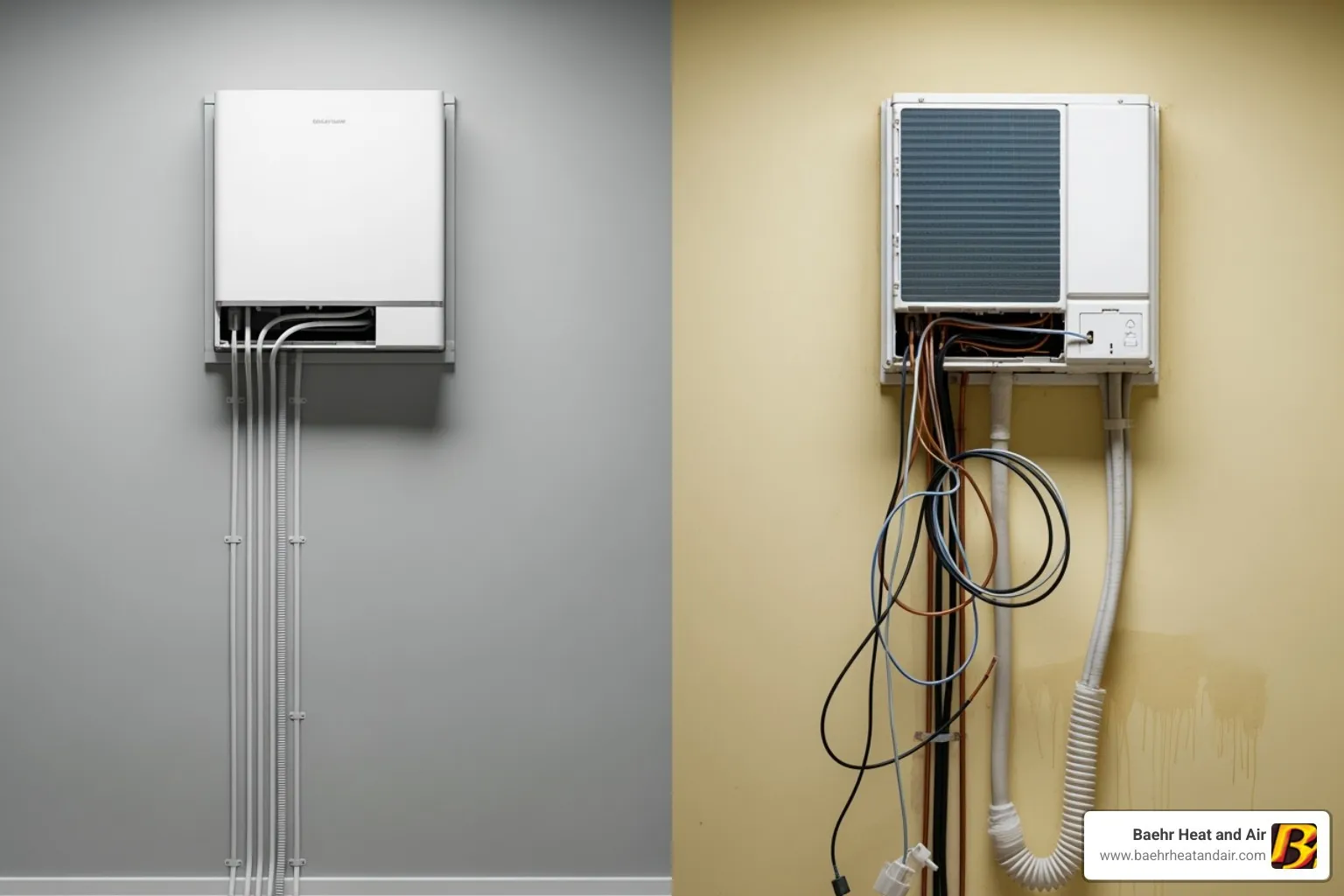 clean professional install vs messy DIY - Mini split installation Auburn