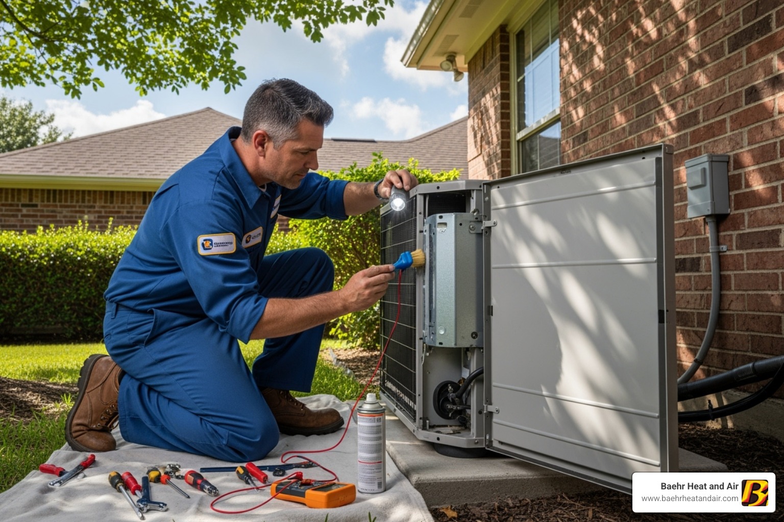 technician performing routine AC maintenance - emergency ac repair auburn