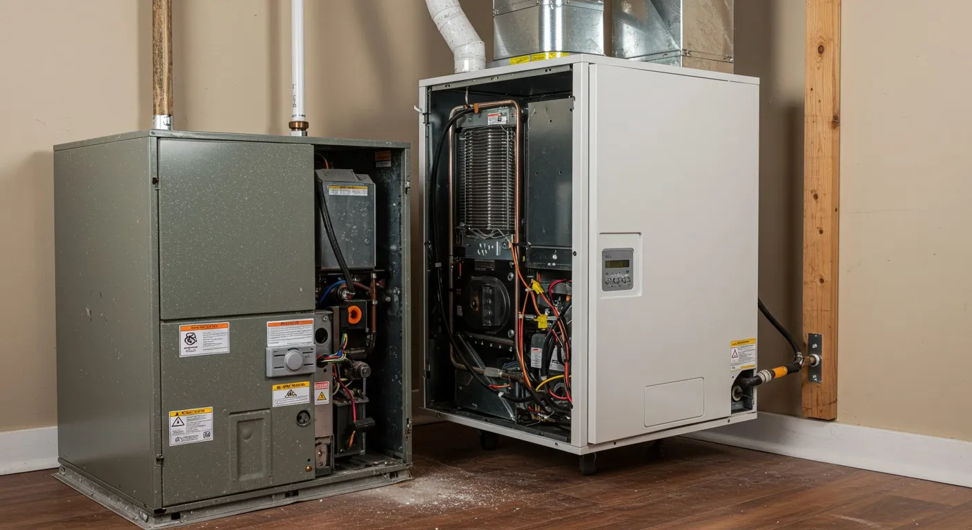 Technicians installing a new HVAC system.