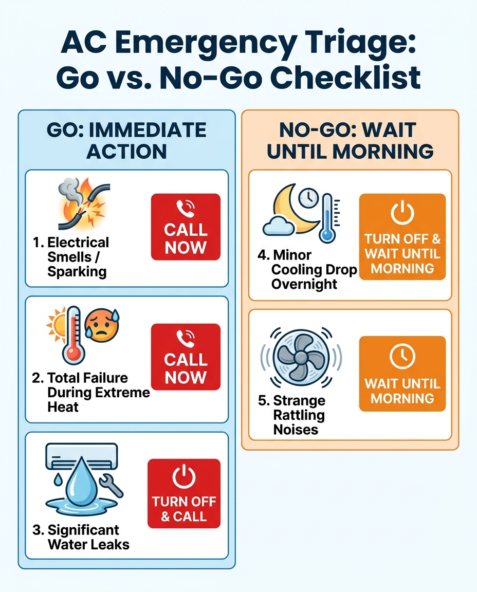 AC Emergency Triage: Go vs. No-Go Checklist