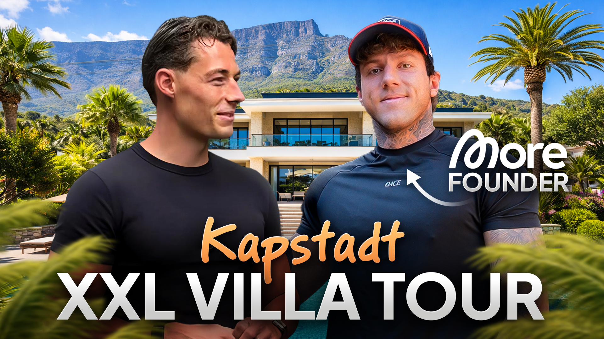 Collage showing a man in a pink beanie looking thoughtful with text 'DAY IN LIFE', flanked by images of him working at a computer and lifting a dumbbell.