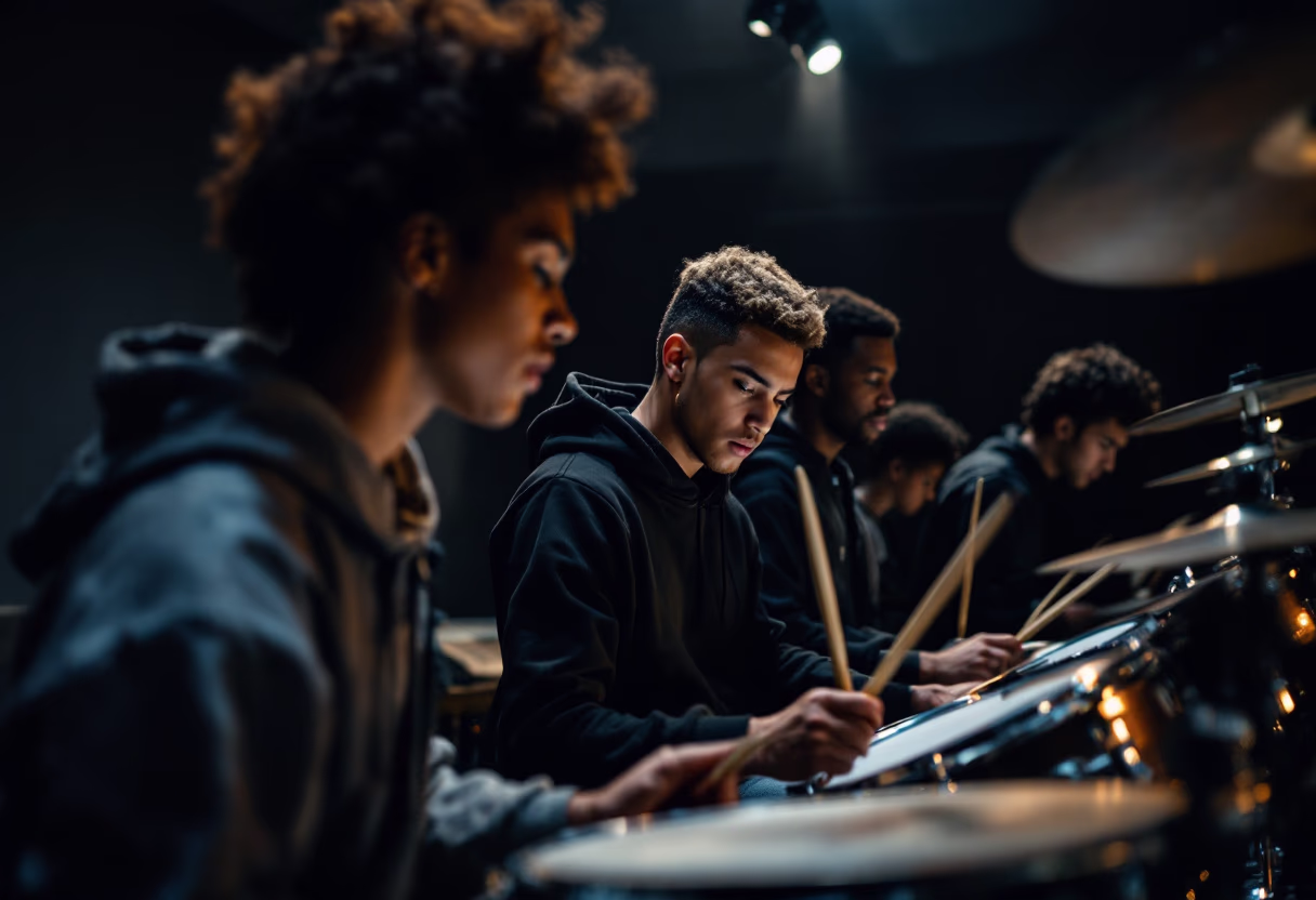image of drumming class in session