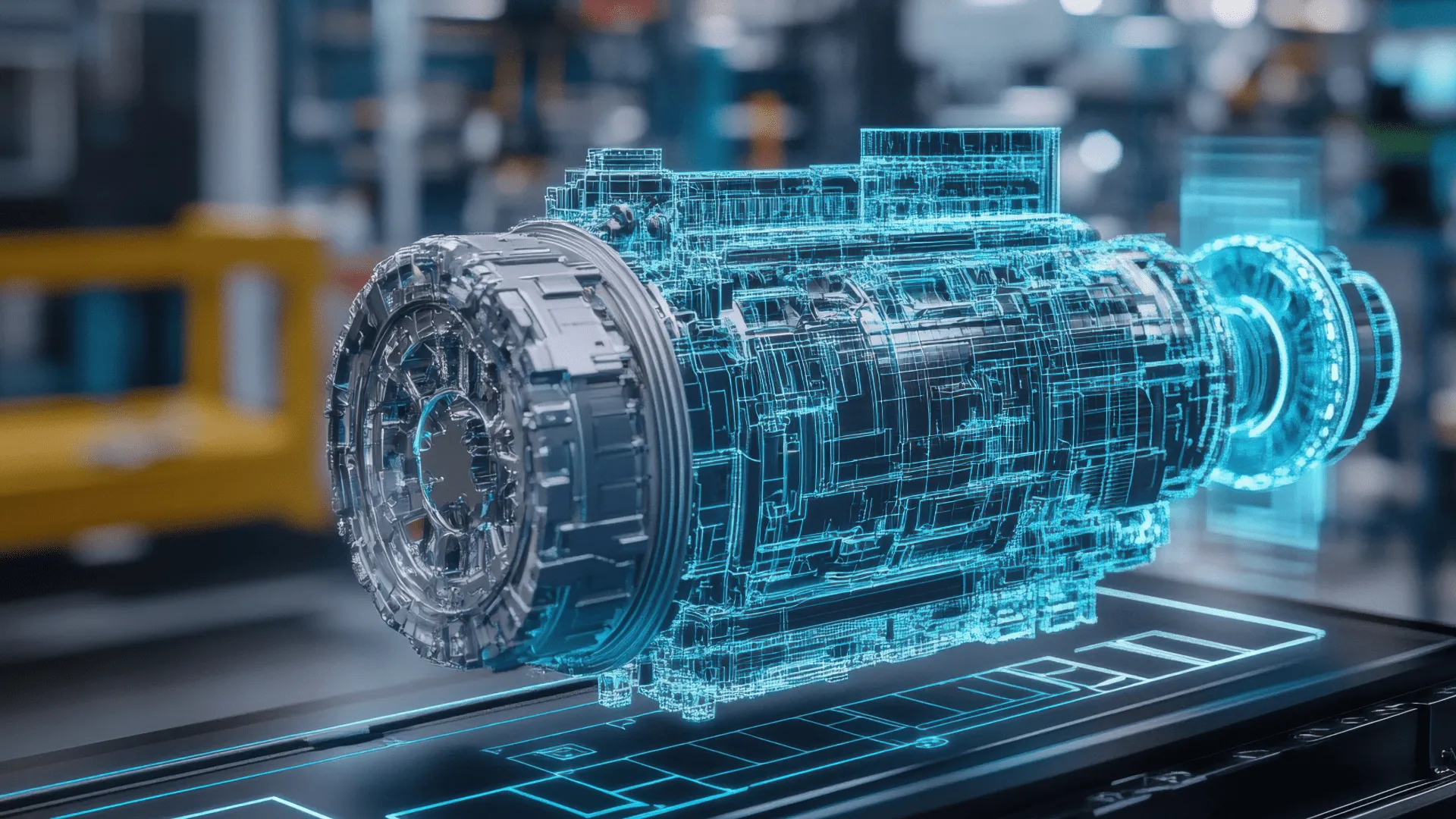 Discrete manufacturing part on a conveyer belt with digital elements