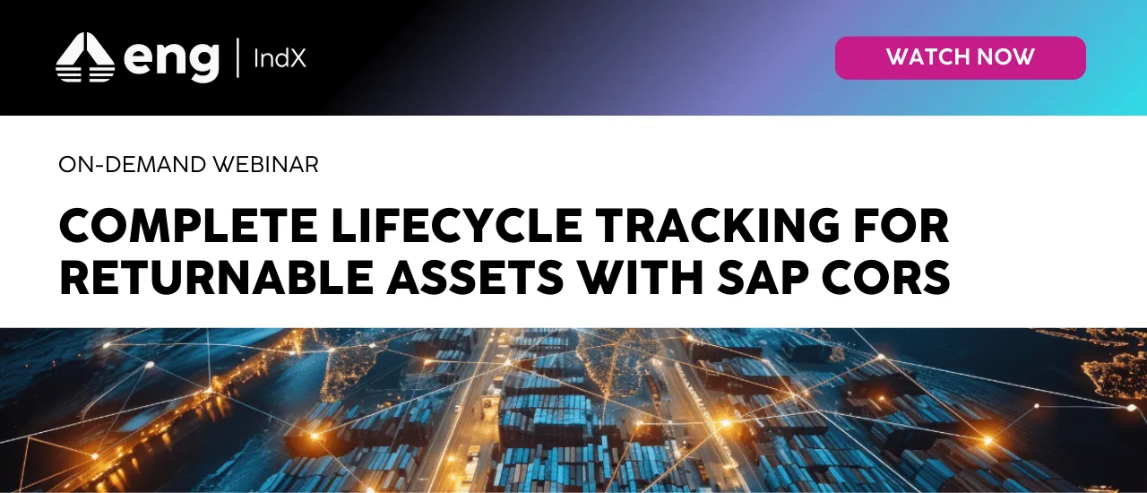 Webinar thumbnail including the webinar title and an image of a digital supply chain