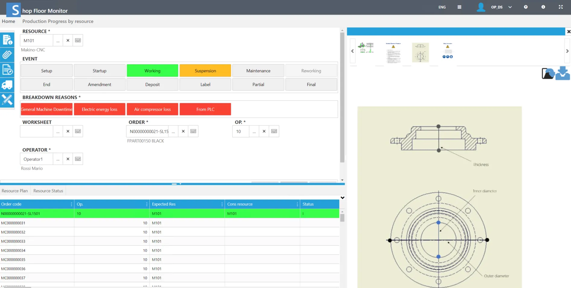 sedApta Software Suite - Shop Floor Monitor and Real-Time Production Order Status
