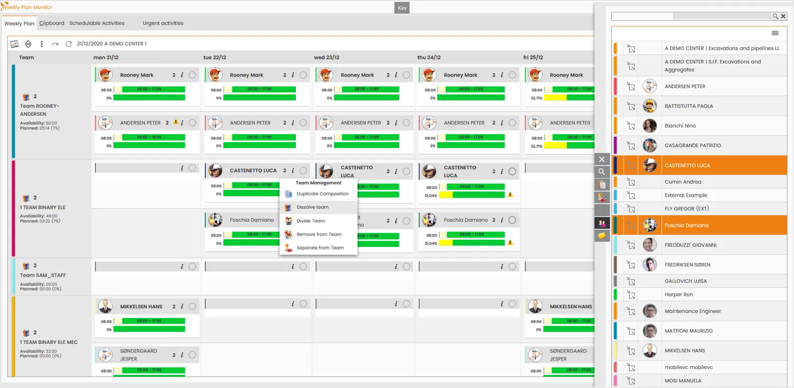 OverIT Geocall for Plant Maintenance Management – Crew Management Interface