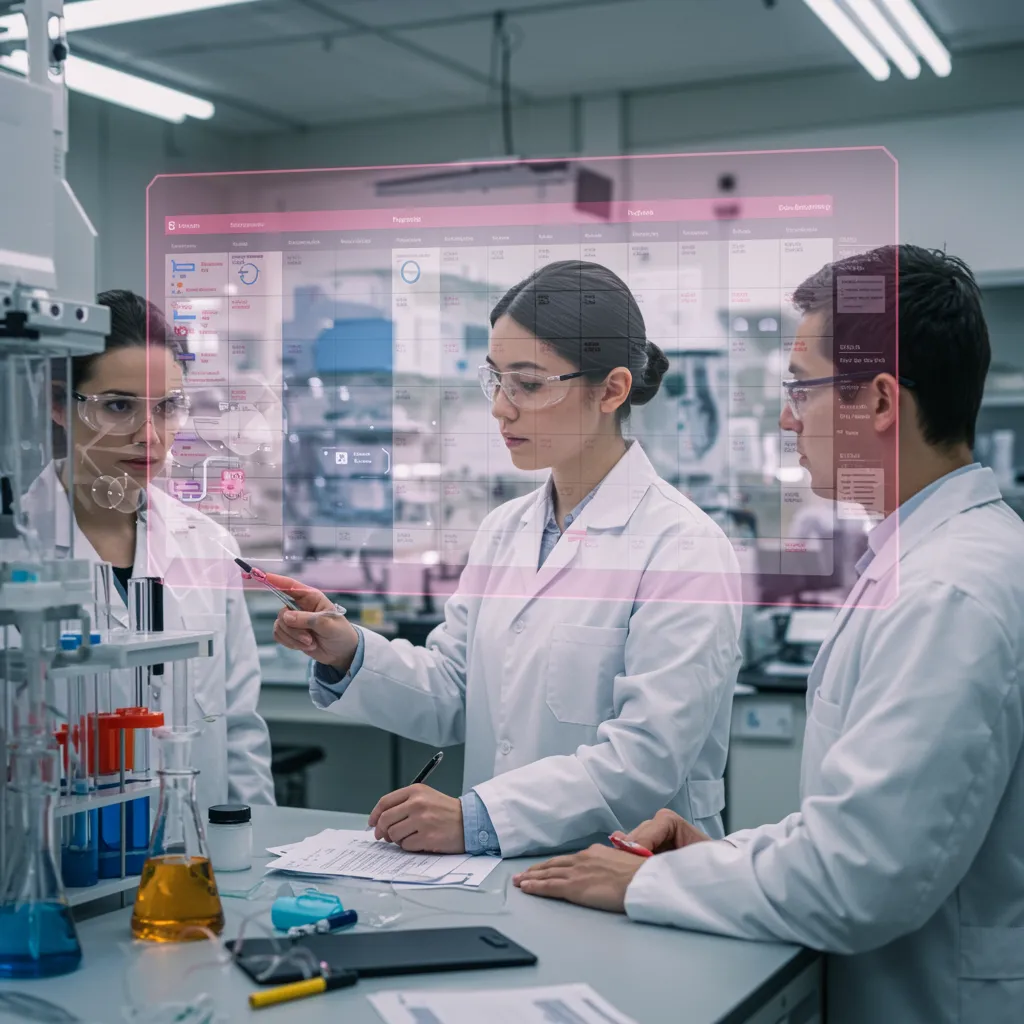 Women in white business attire in a laboratory environment