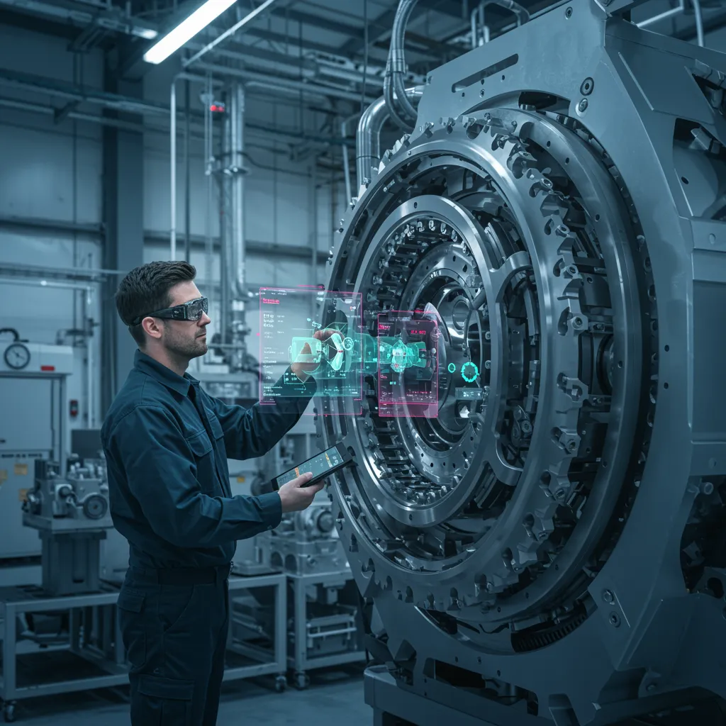 Person working on a large discrete part in a factory