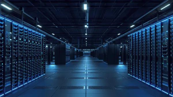 Manufacturing facility with data centers lined up