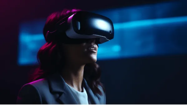 Person wearing VR glasses covering their eyes