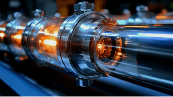 Manufacturing machine component with glowing lines