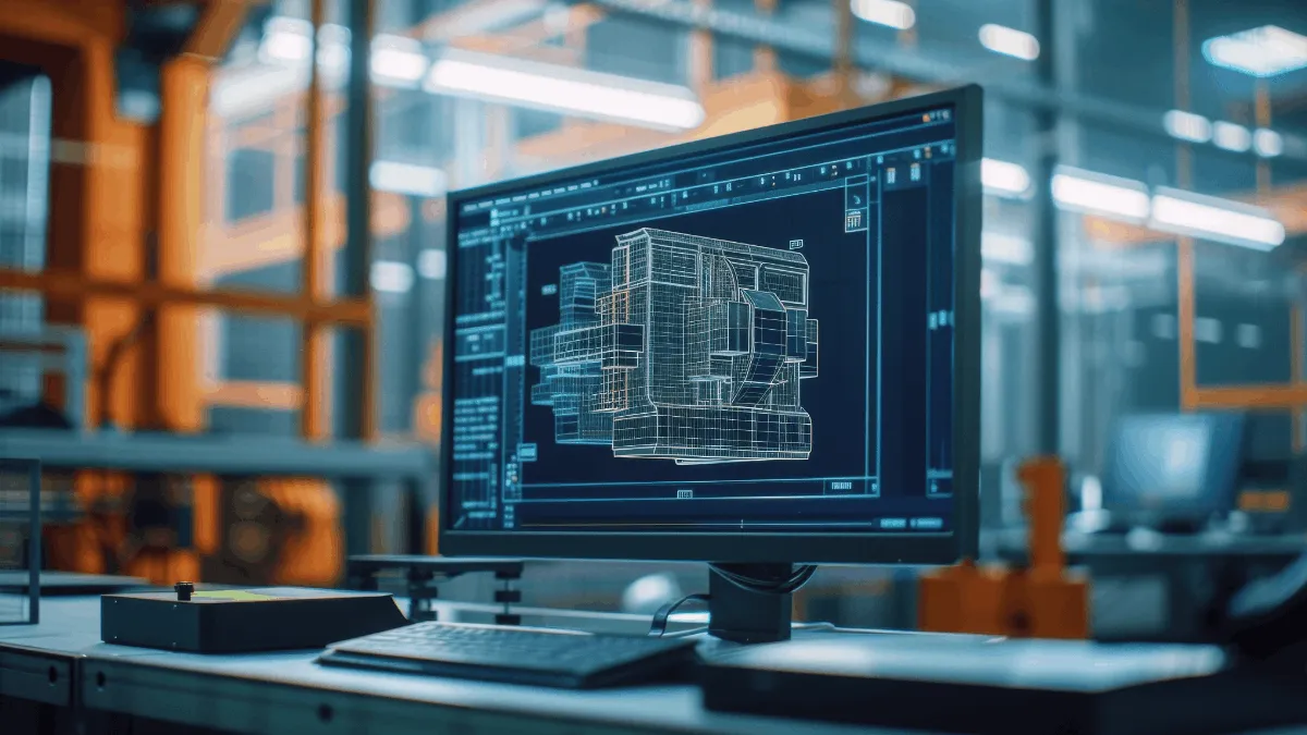 Computer screen featuring a digitally simulated product