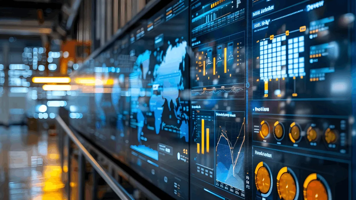 Factory with digital screen and manufacturing products