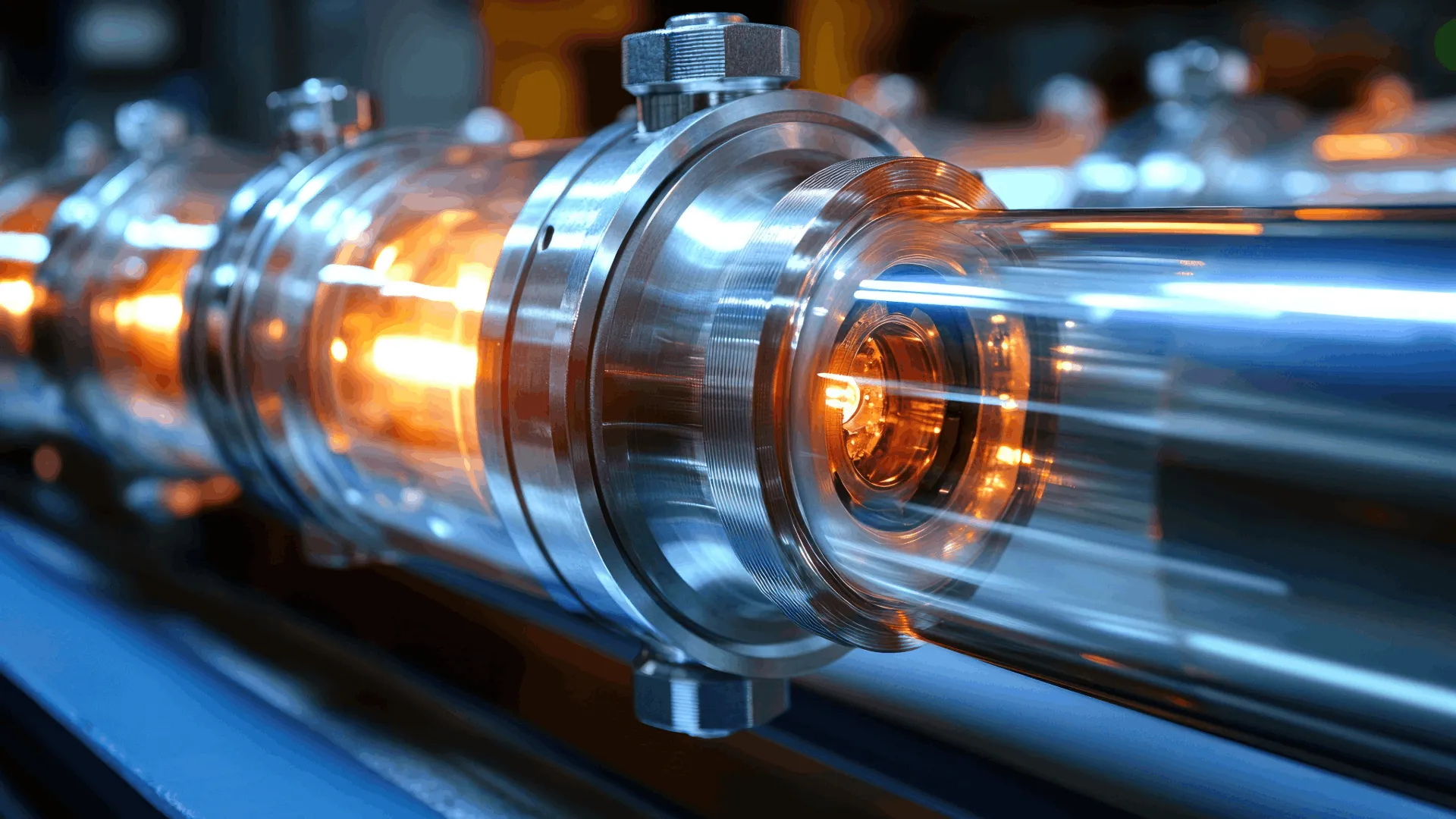 An assembly line within a manufacturing facility, featuring large discrete parts