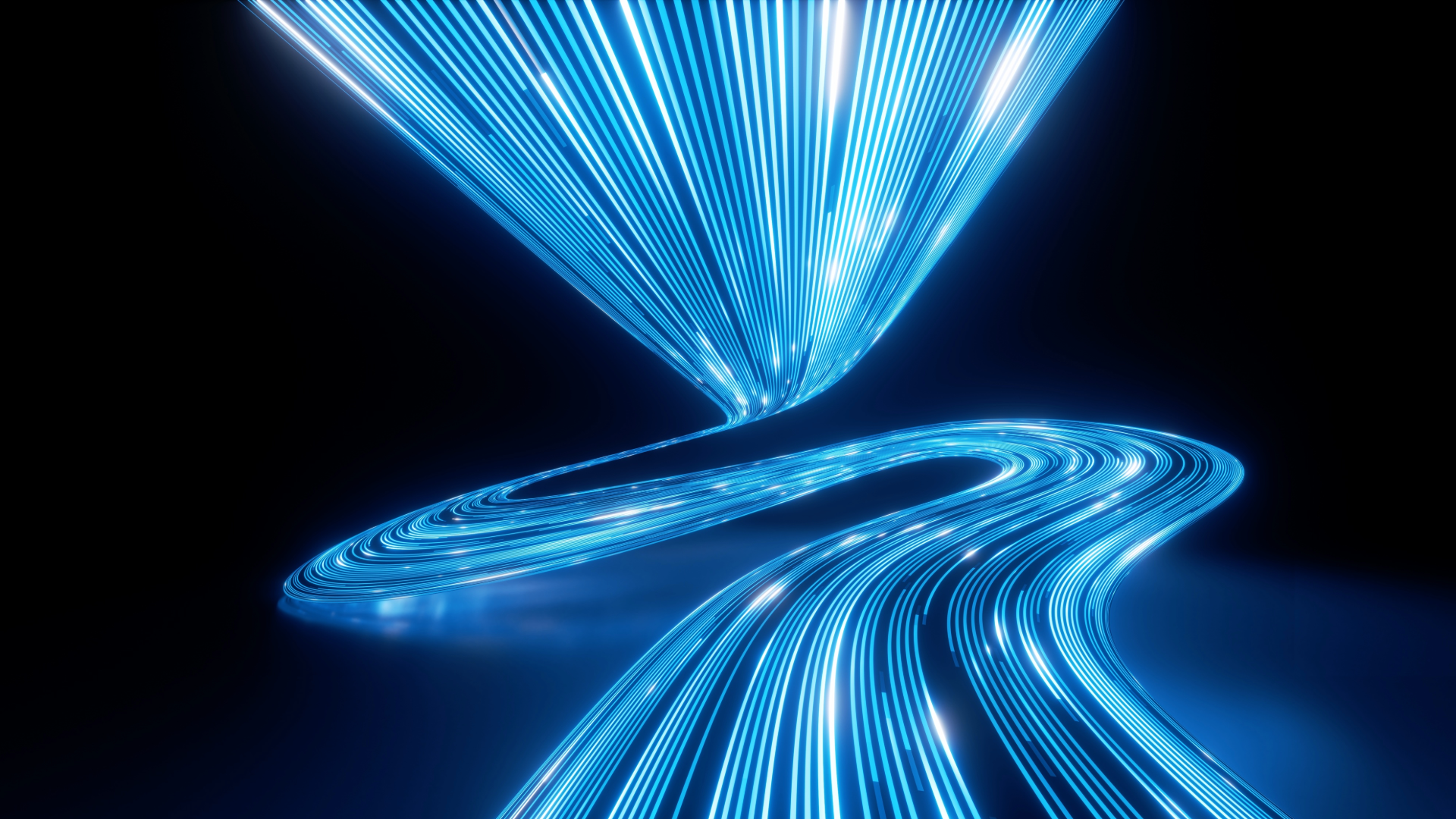 A black background with blue digital 3d lines moving