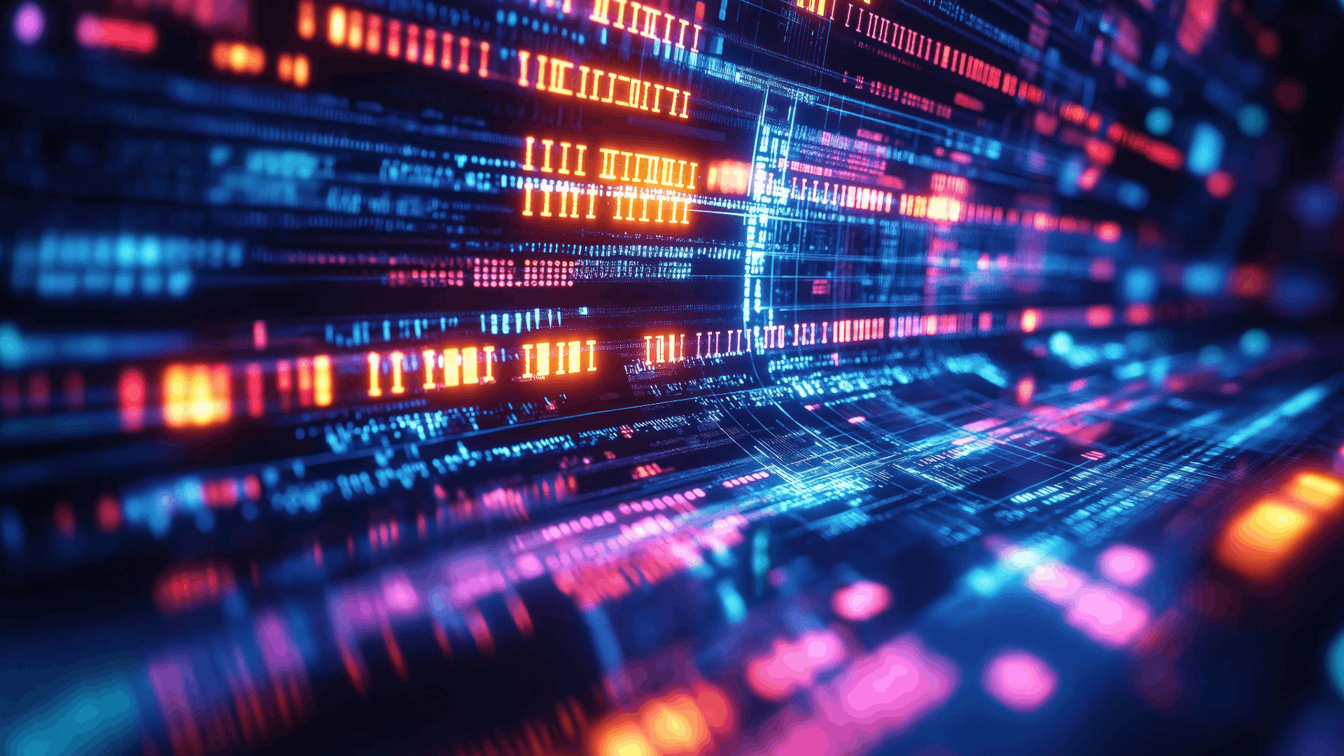 Colorful tech lines and low code analytics