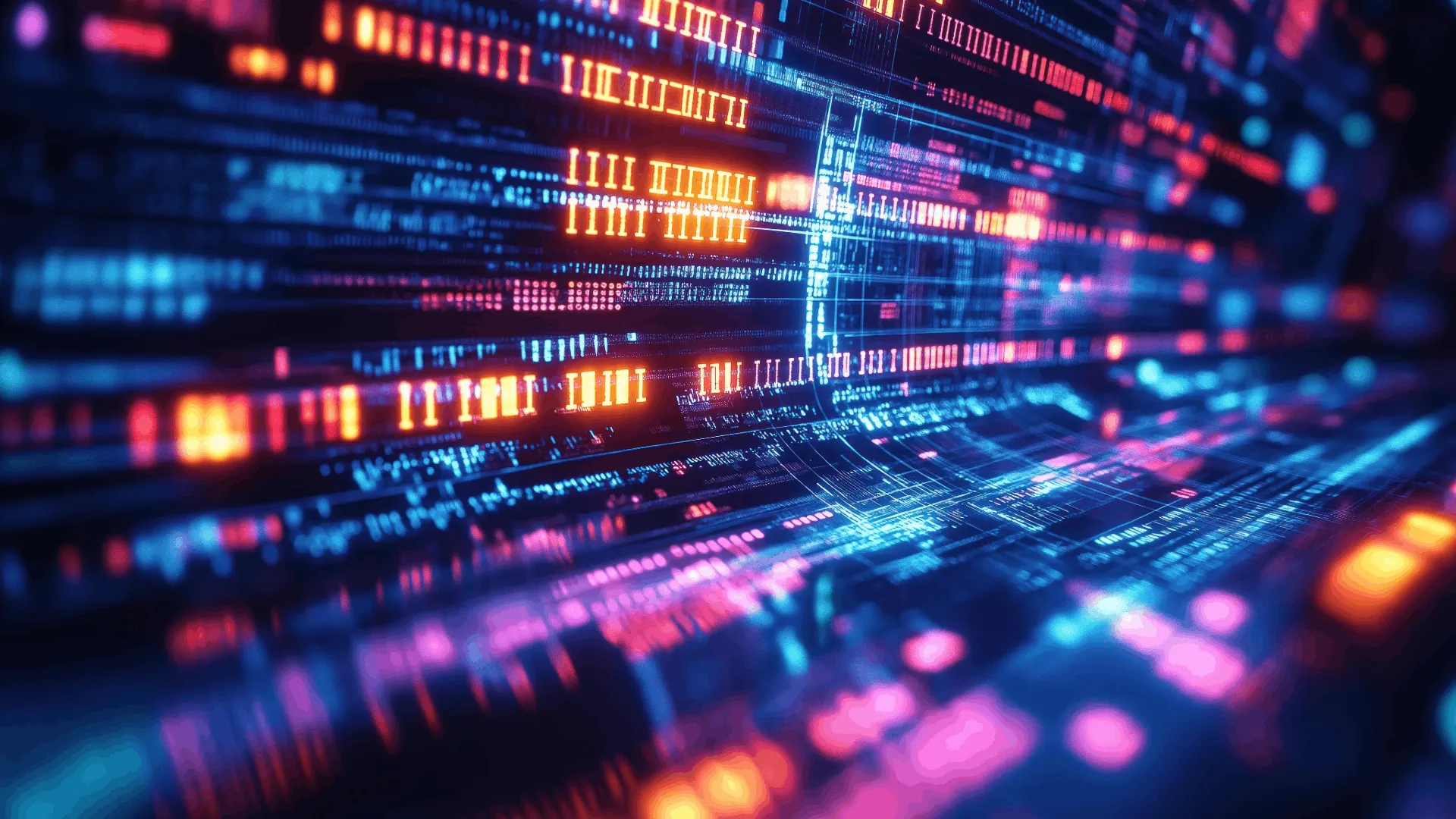 Colorful tech lines and low code analytics
