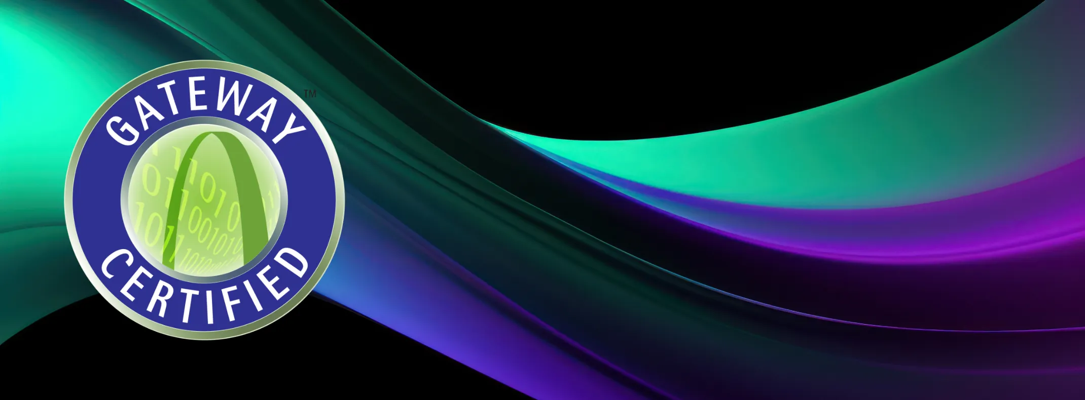 Abstract background with Gateway Certified badge