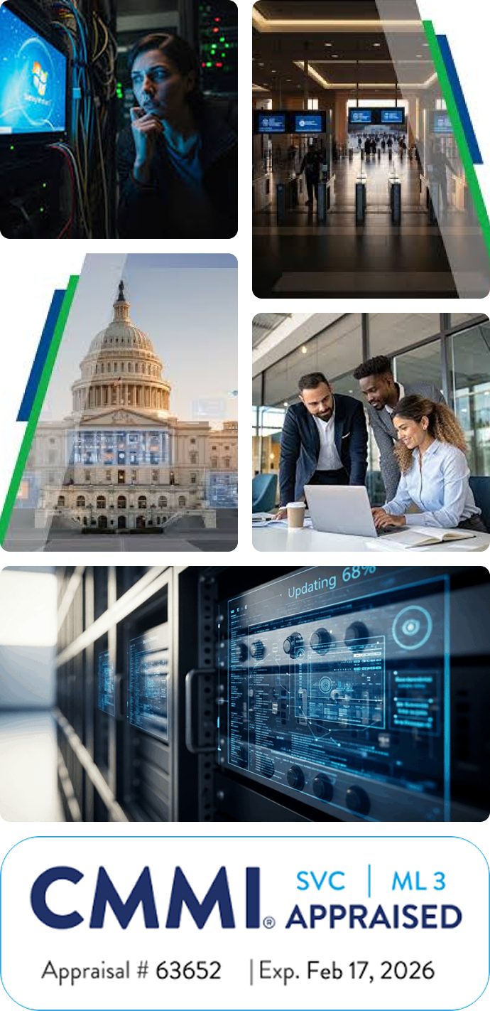 Collage with Department of Health & Human Services logo, smiling father and child brushing teeth, child raising hand in classroom, father with kids packing school bags, and confused father reading child's user manual next to baby, with The Barcliff Group logo below.