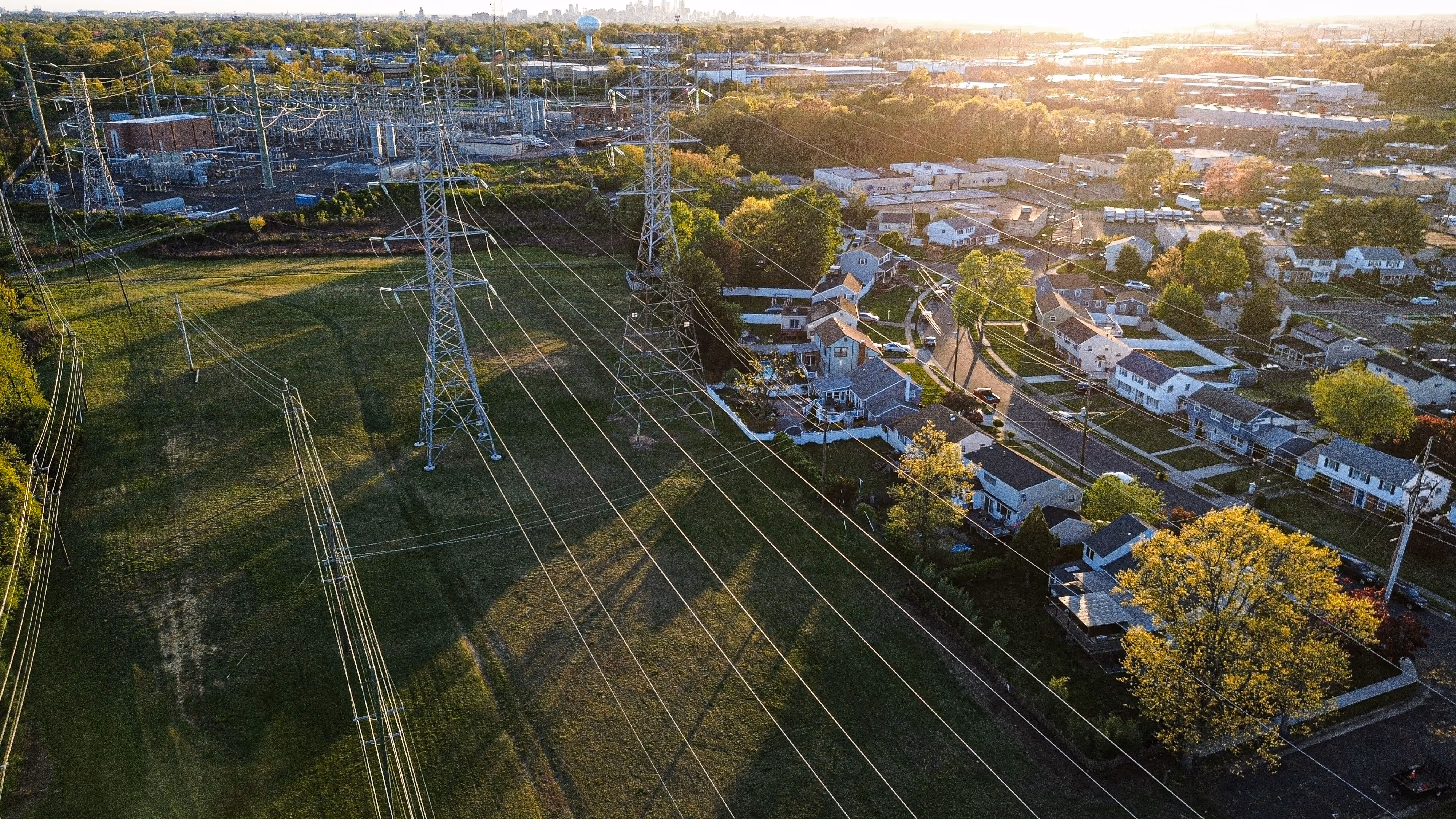 Neighborhood with power lines