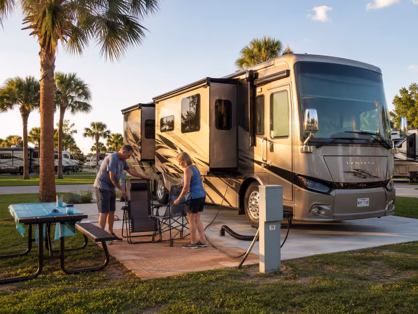 Long term RV parked at a Tampa RV park