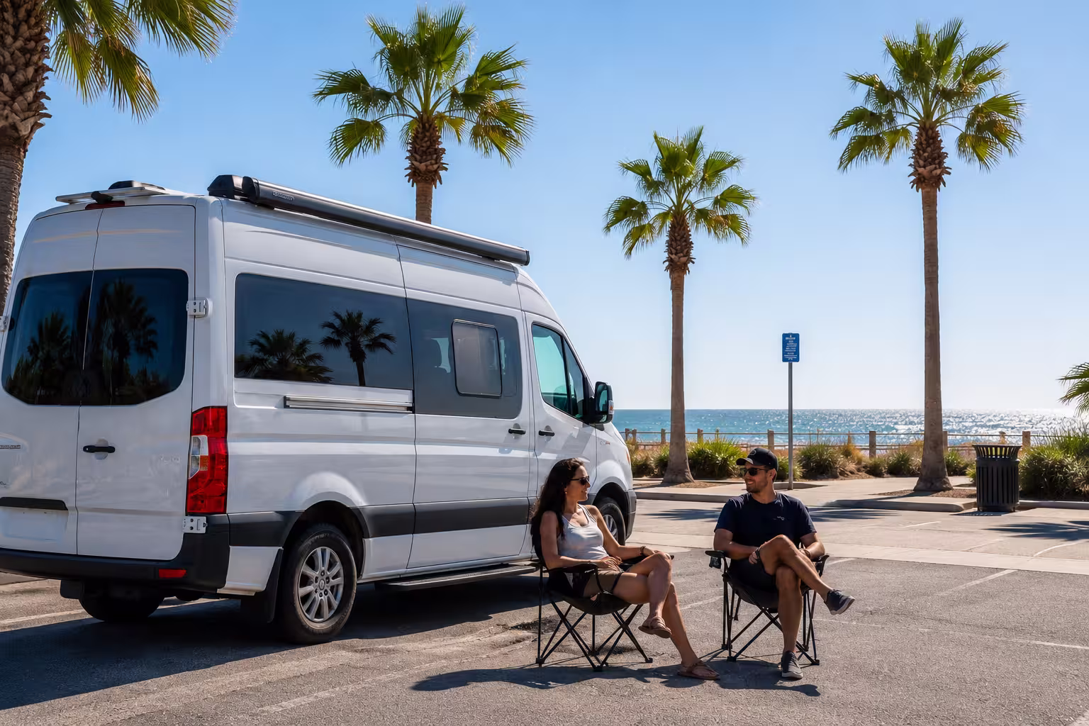Class B camper van at a Clearwater beach lot near Tampa