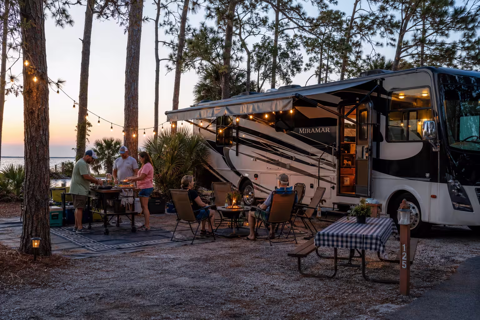 Group camping with a large RV near Tampa