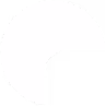 White semi-circle with a hollowed-out center on a black background.