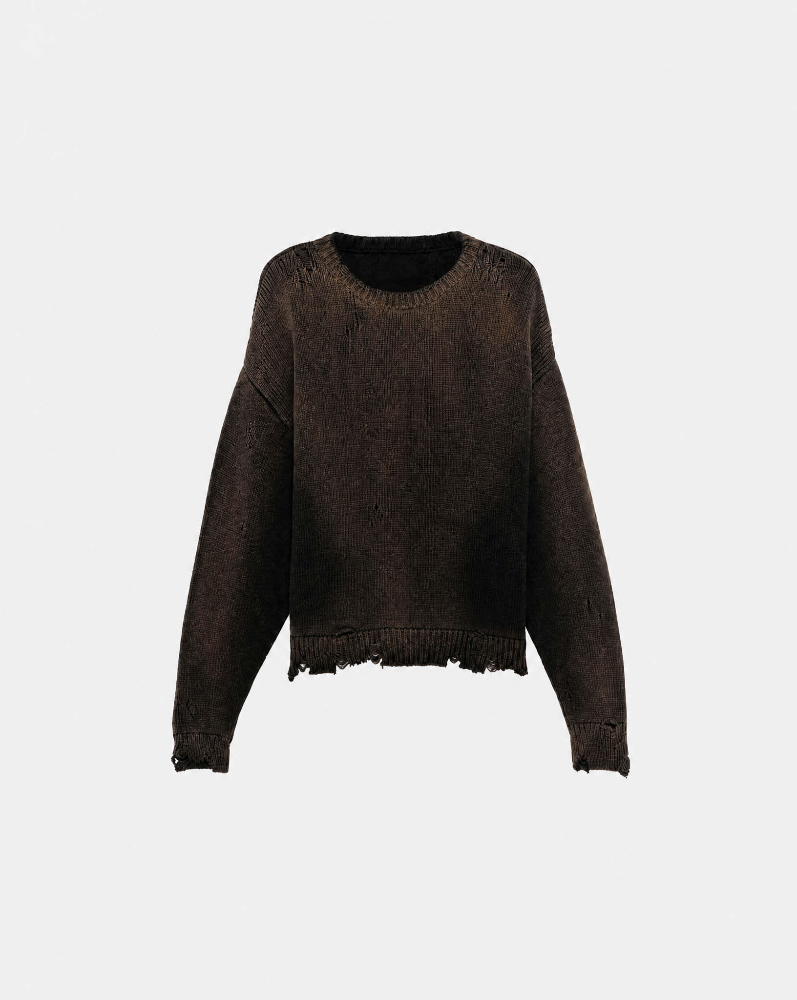 Destroyed Brown Knit Sweater