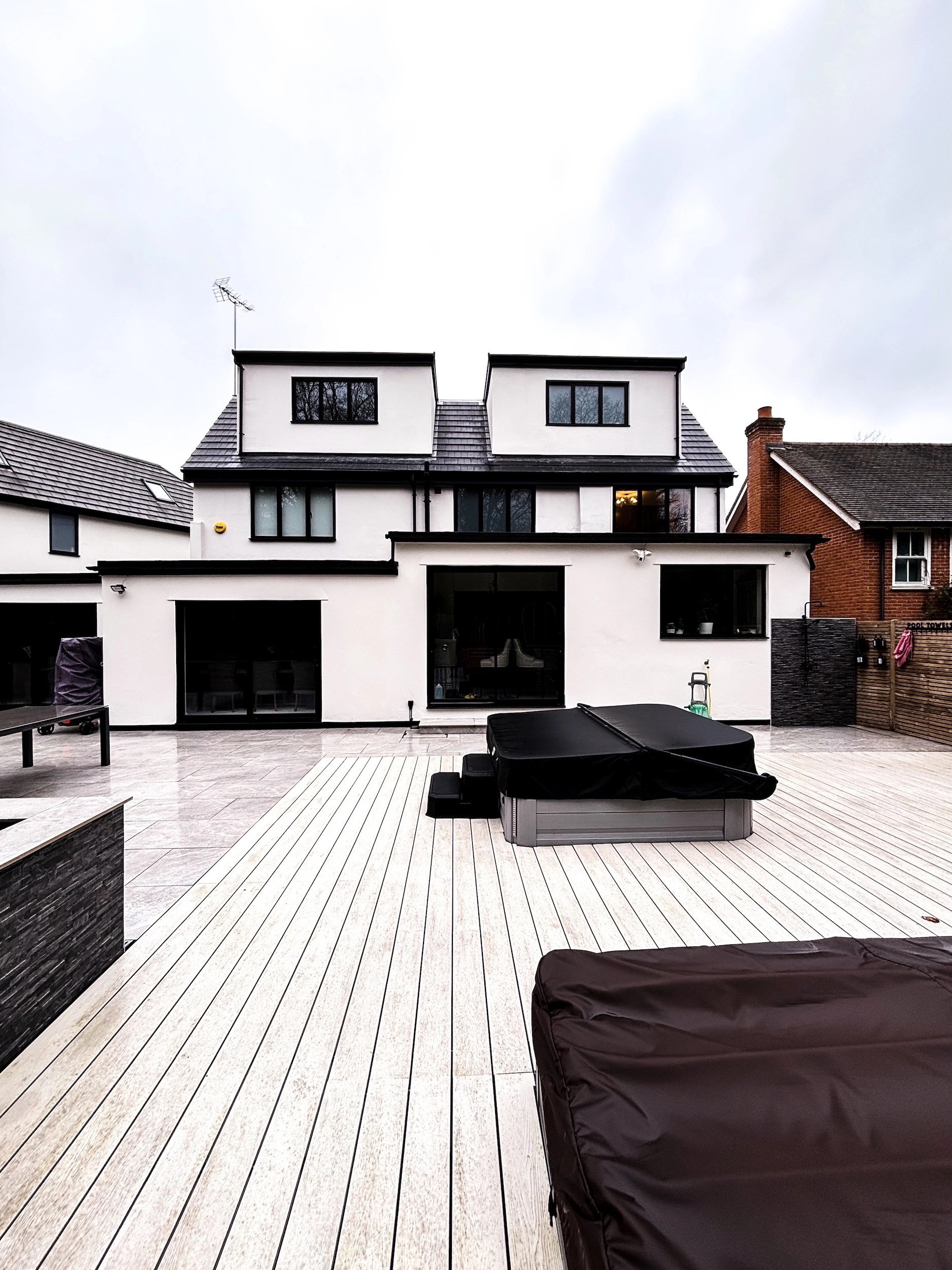 Rear of UK home having just had a new loft conversion completed