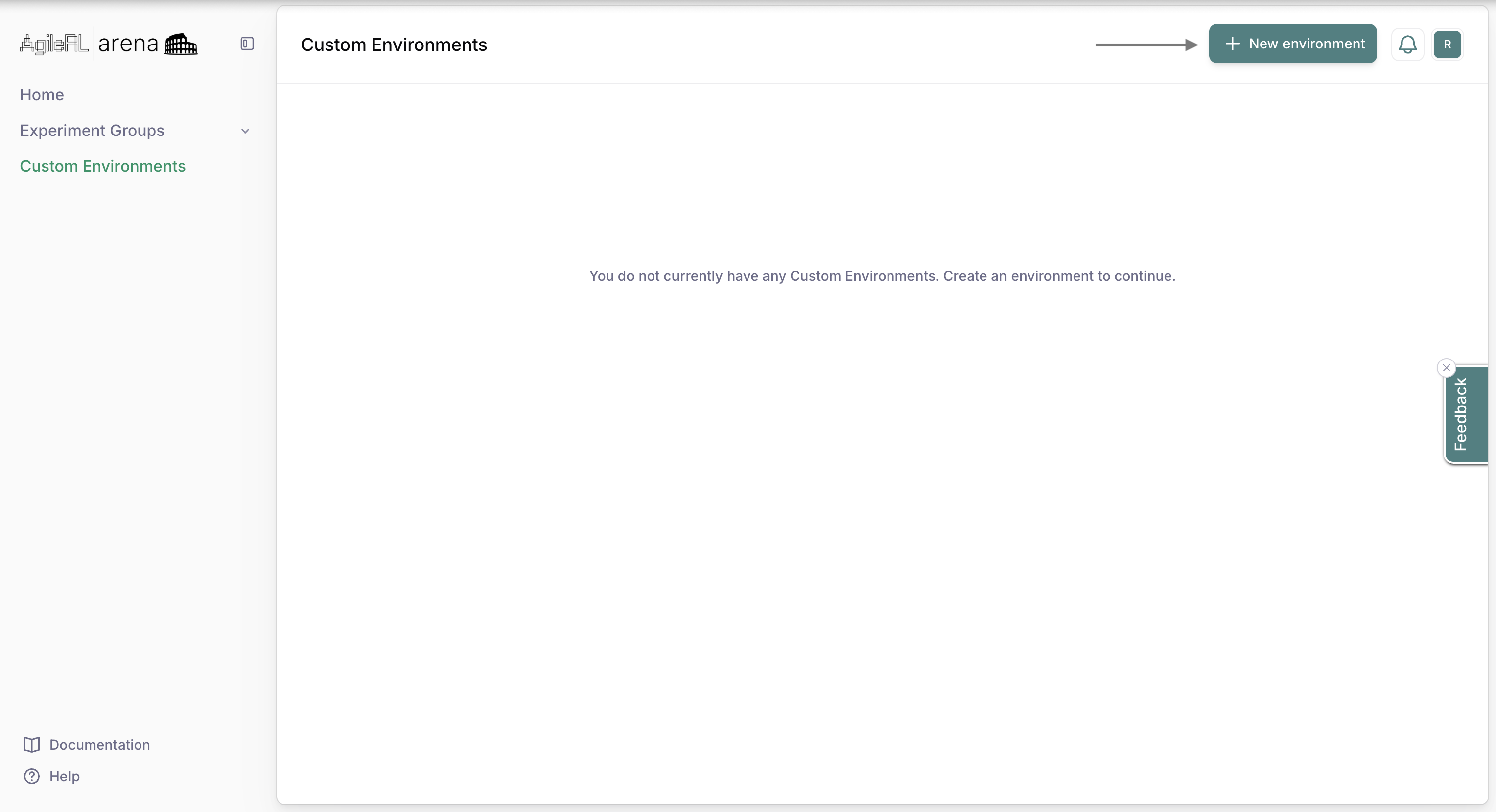 Custom environments page