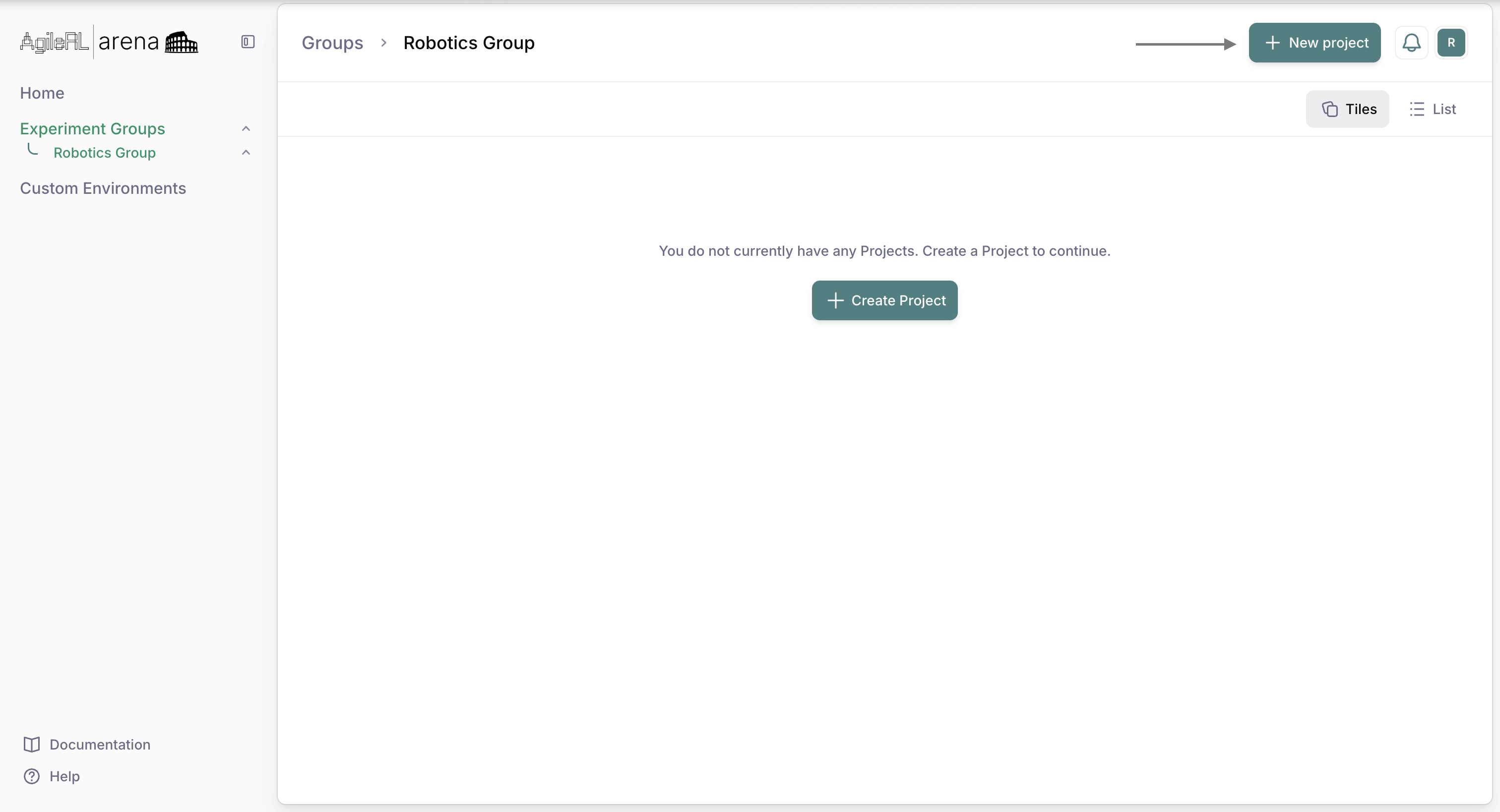 Projects in group page