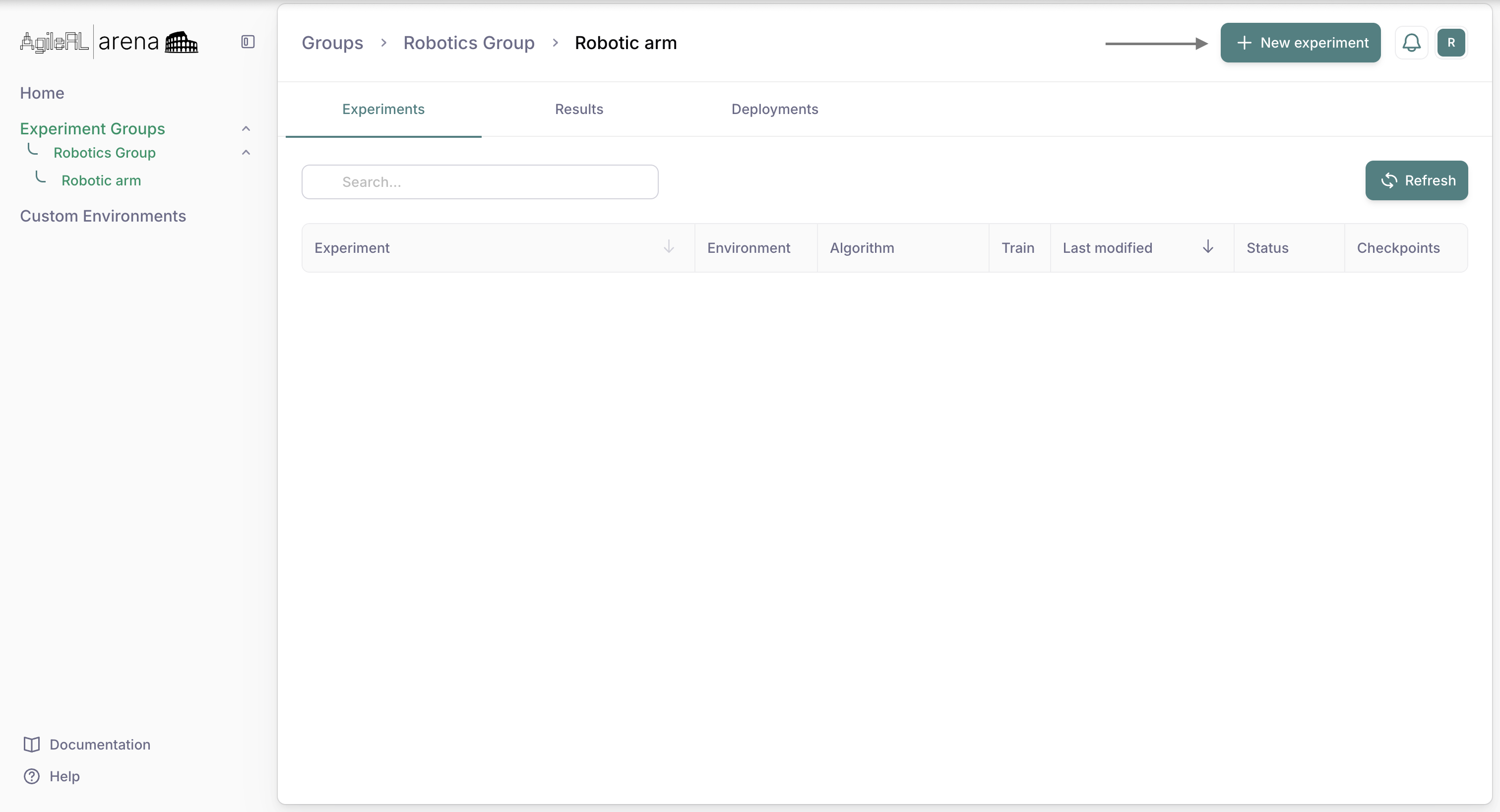 Experiments in project view