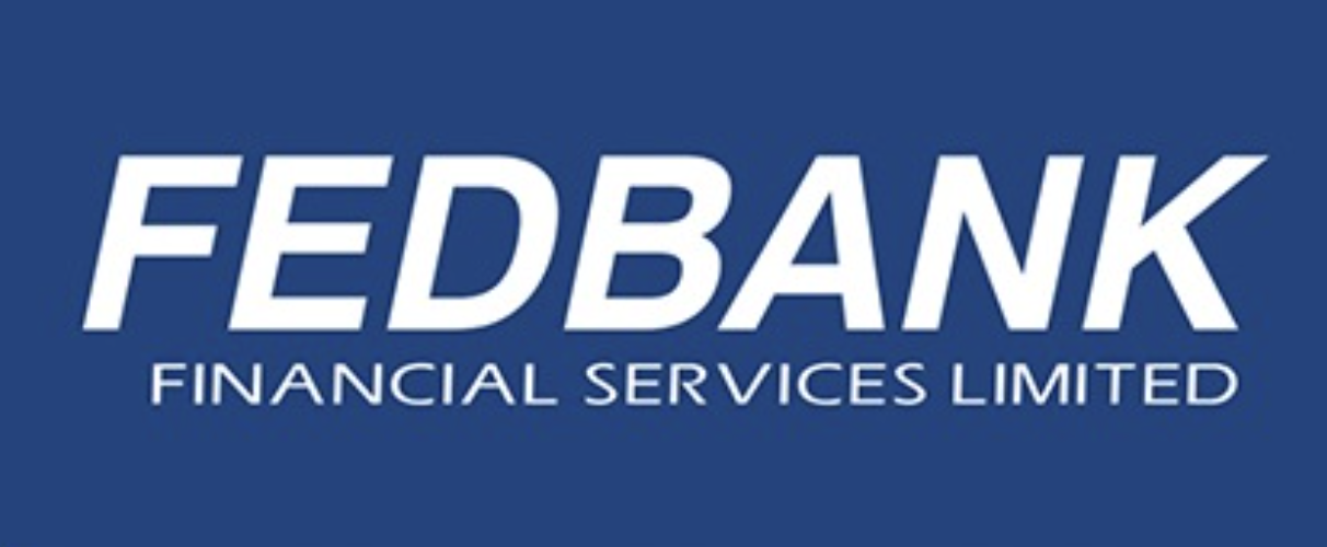 FEDBANK Financial Services Limited logo in white on a blue background.