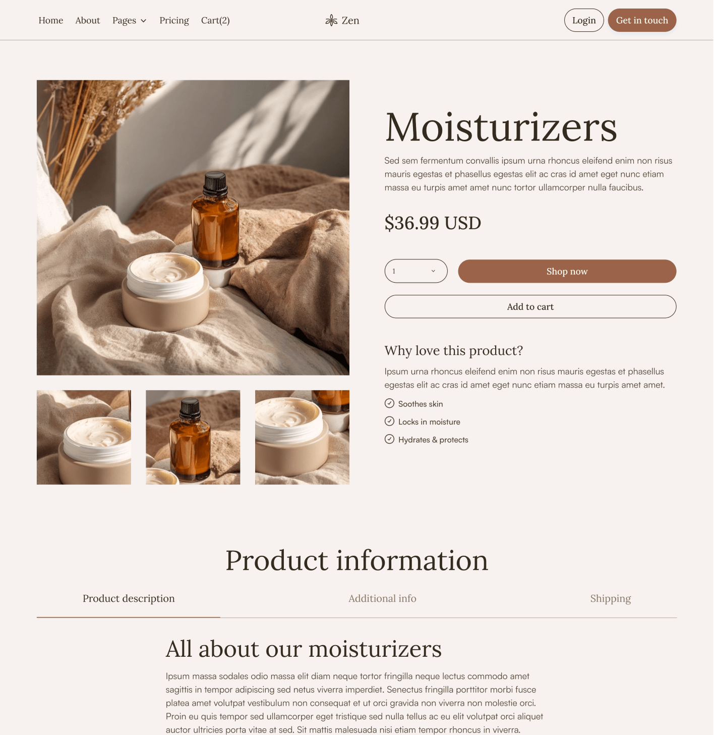 Zen - Shop Single Page - Zen Spa Massage Webflow Template
