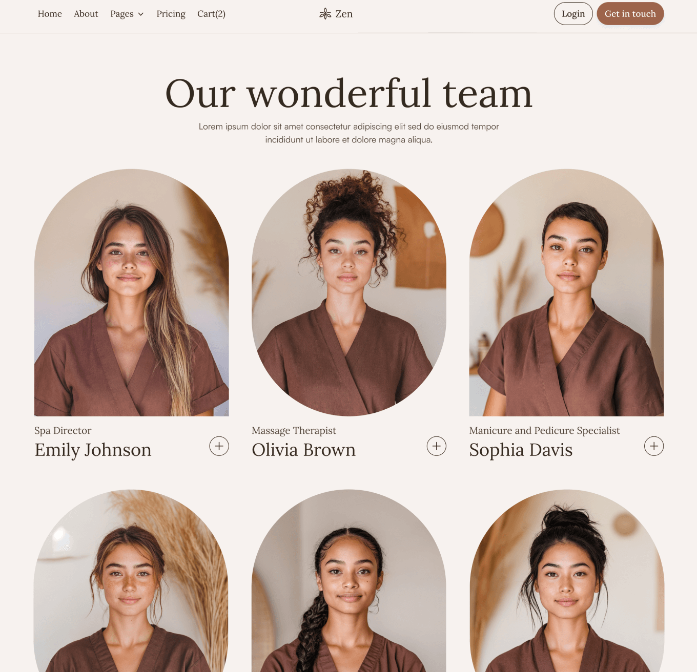 Zen - Team Page - Zen Spa Massage Webflow Template
