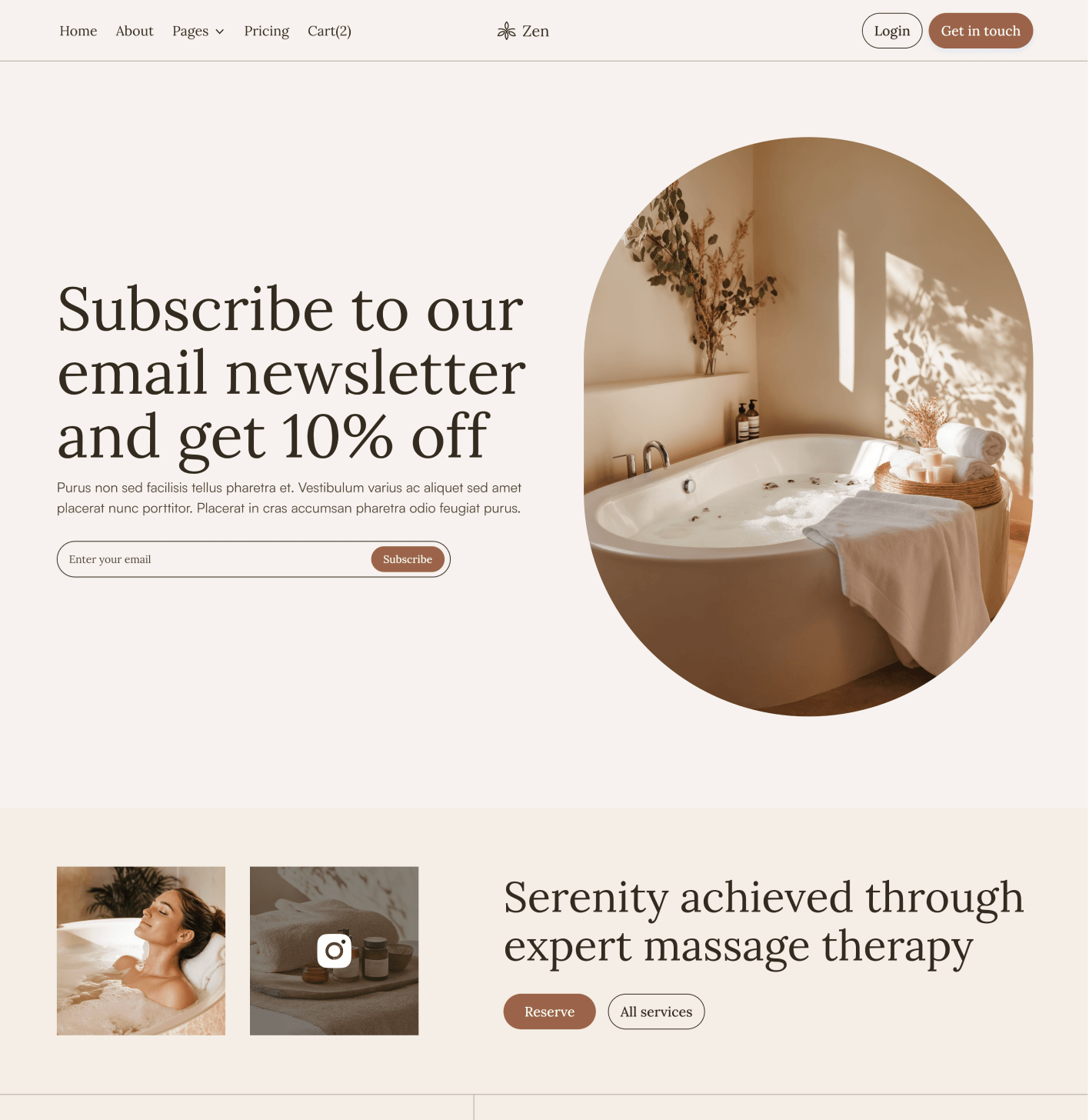 Zen - Subscribe Page - Zen Spa Massage Webflow Template