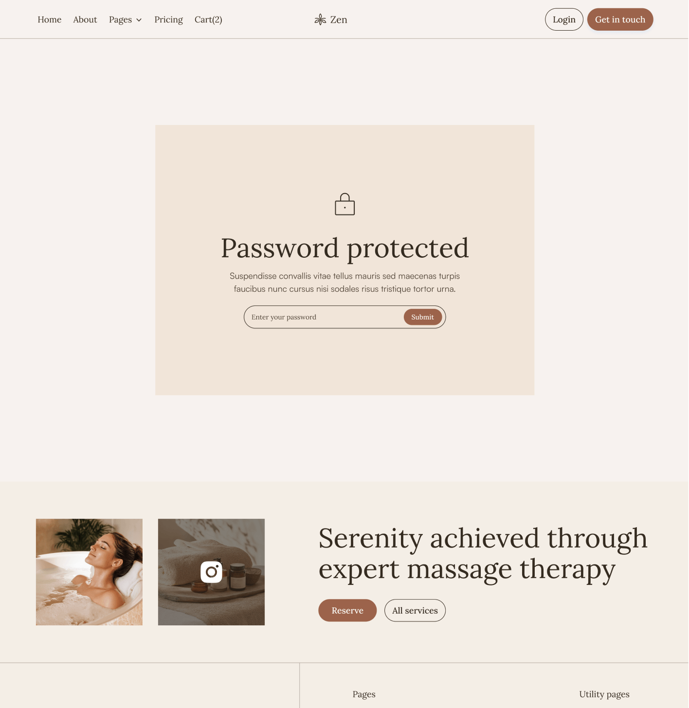 Zen - Password Protected Page - Zen Spa Massage Webflow Template