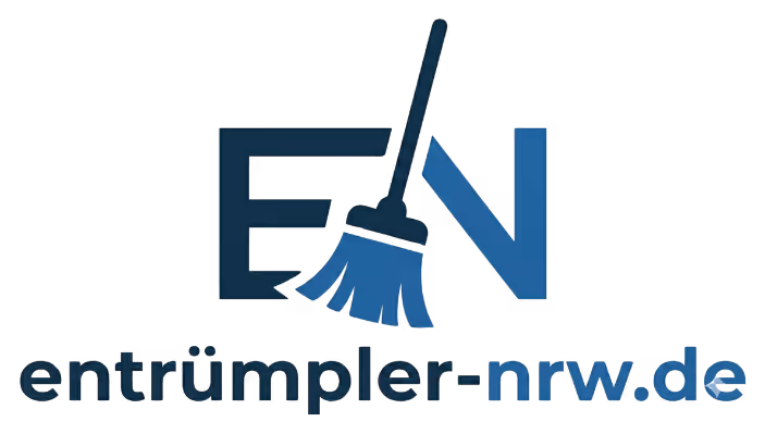 Logo mit den Buchstaben E und N, wobei ein Besen zwischen den Buchstaben platziert ist, und darunter der Text entrümpler-nrw.de.