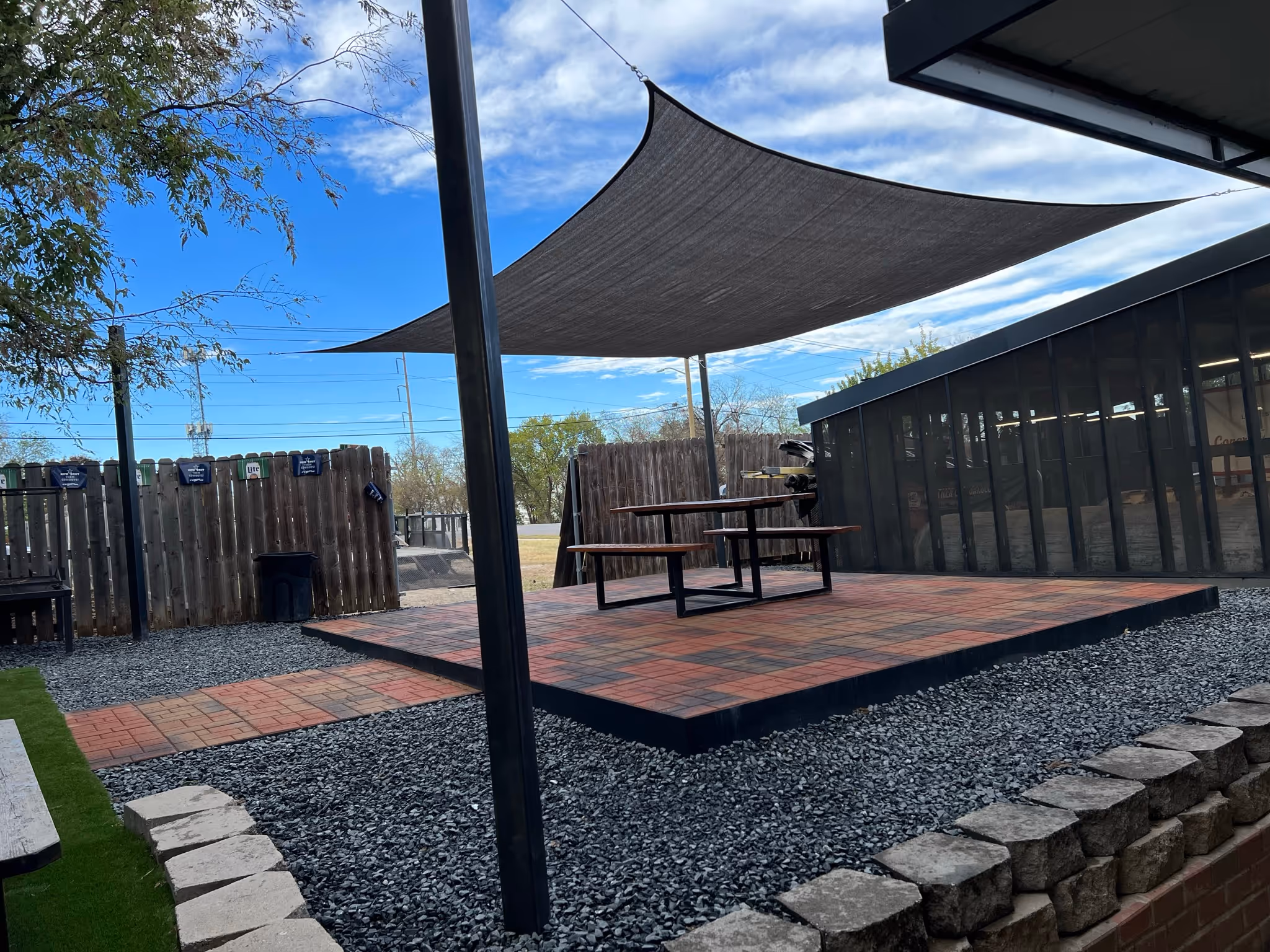 Travertine patio installation in Tanglewood Fort Worth