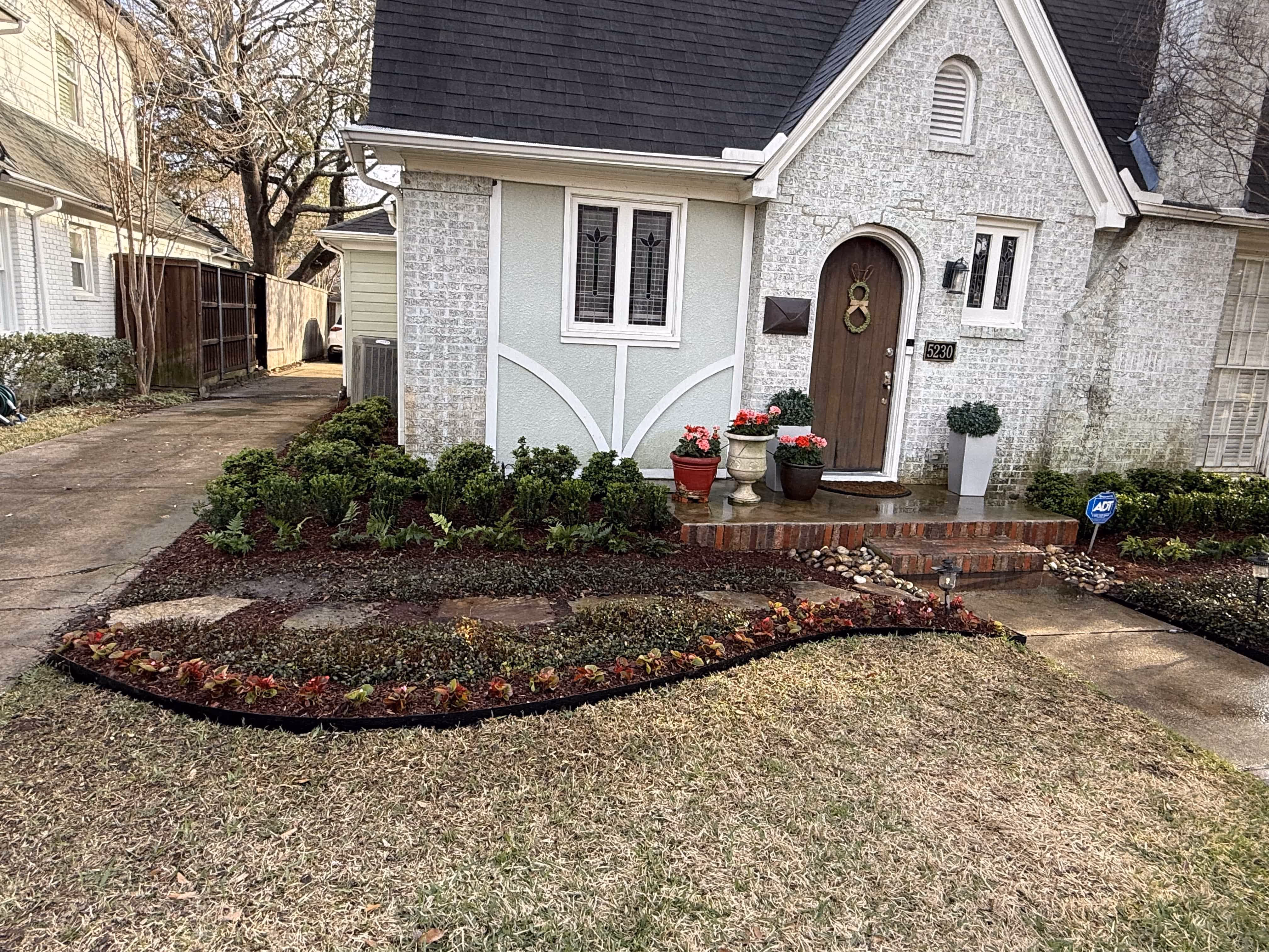 Landscaping job with begonias in Benbrook Texas