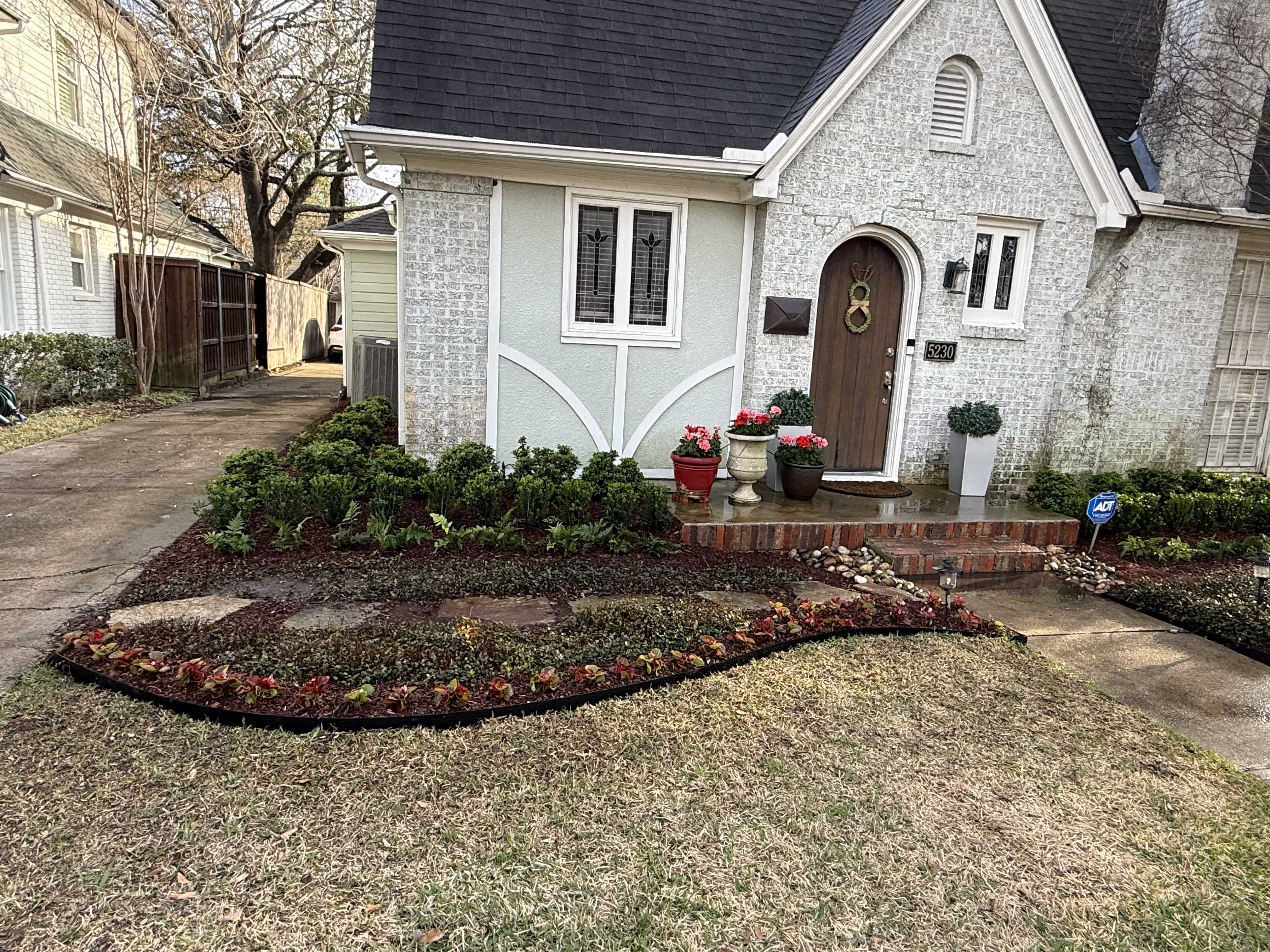Landscaping job with begonias in Benbrook Texas