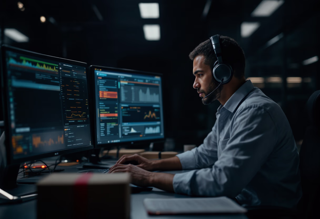 [background image] image of dispatch center (for a courier & delivery service)