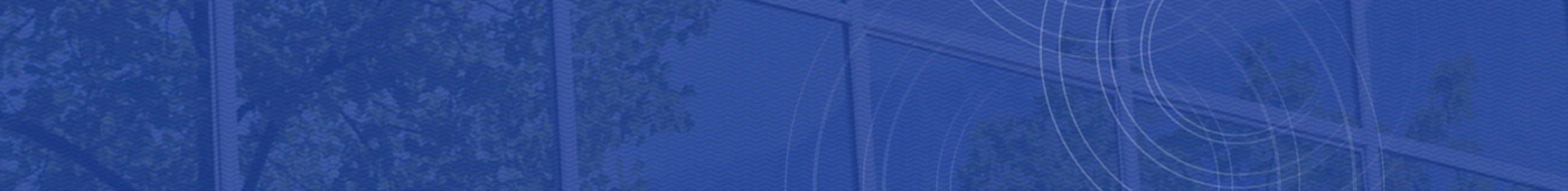 Blue abstract background with faint outlines of tree branches and geometric circular shapes.