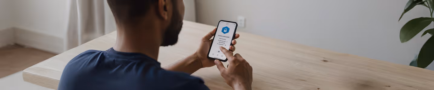 Homem usando autenticação em dois fatores no celular