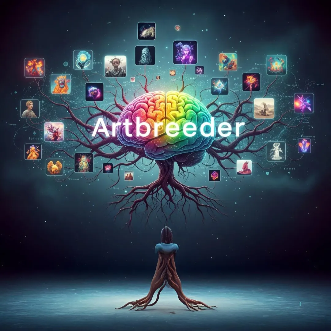 Arte de árvore com cérebro colorido no topo e galhos digitais