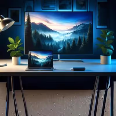 Utilizando o notebook para transmitir conteúdo na TV e desfrutar de uma tela ampliada.